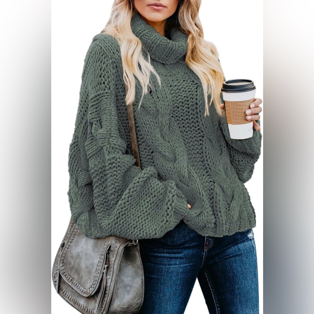Cozy GREY WOMANS WINTER  Turtleneck Sweater NEW